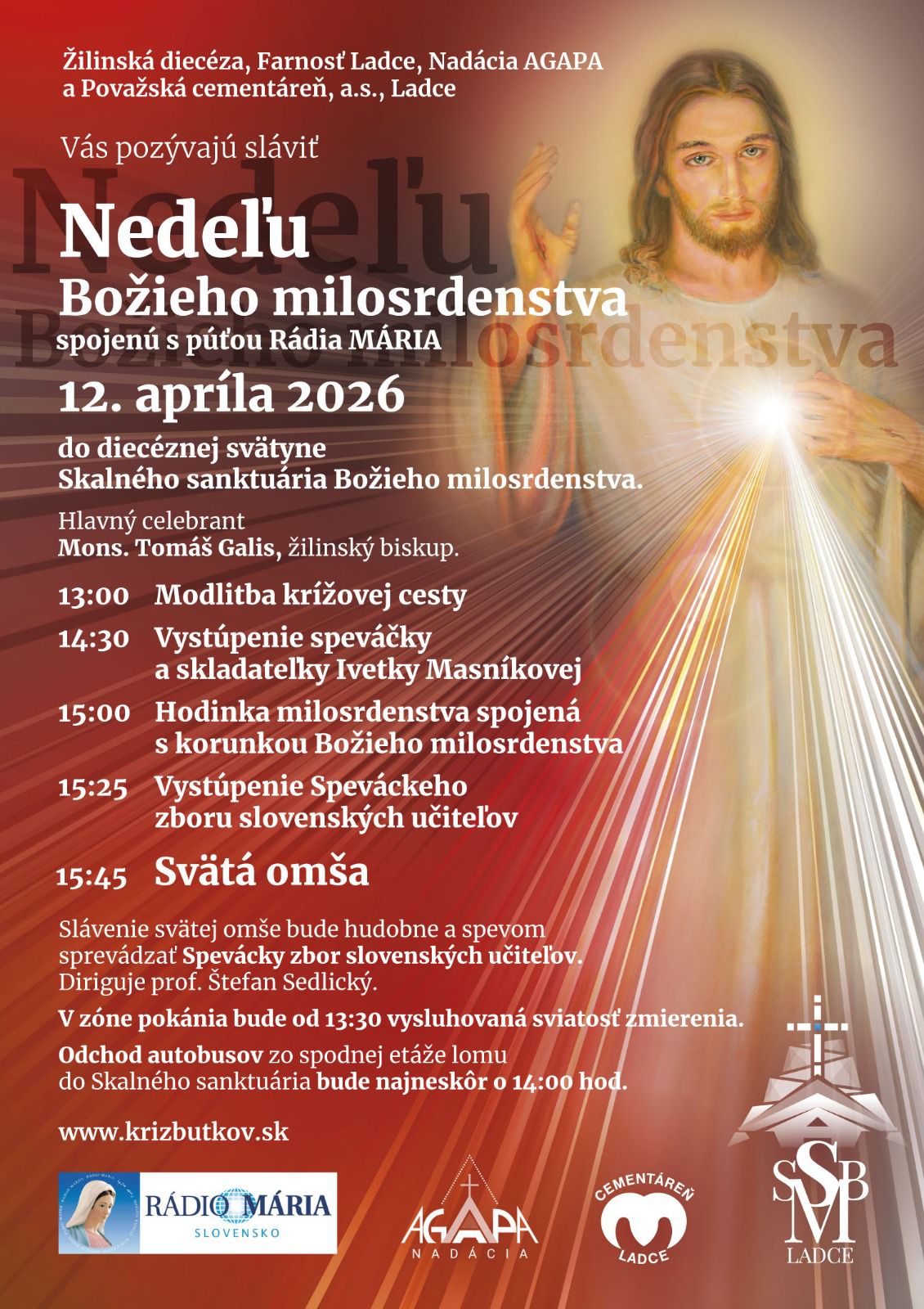 Plagát: Púť Rádia Mária na Nedeľu Božieho milosrdenstva