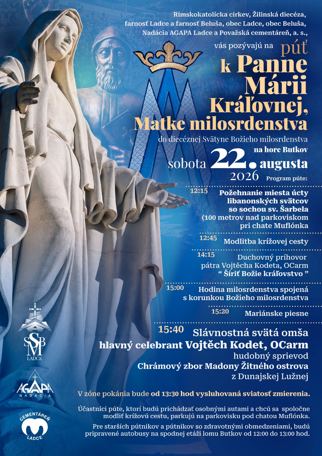 Plagát: Púť k Panne Márii a požehnanie areálu sv. Šarbela
